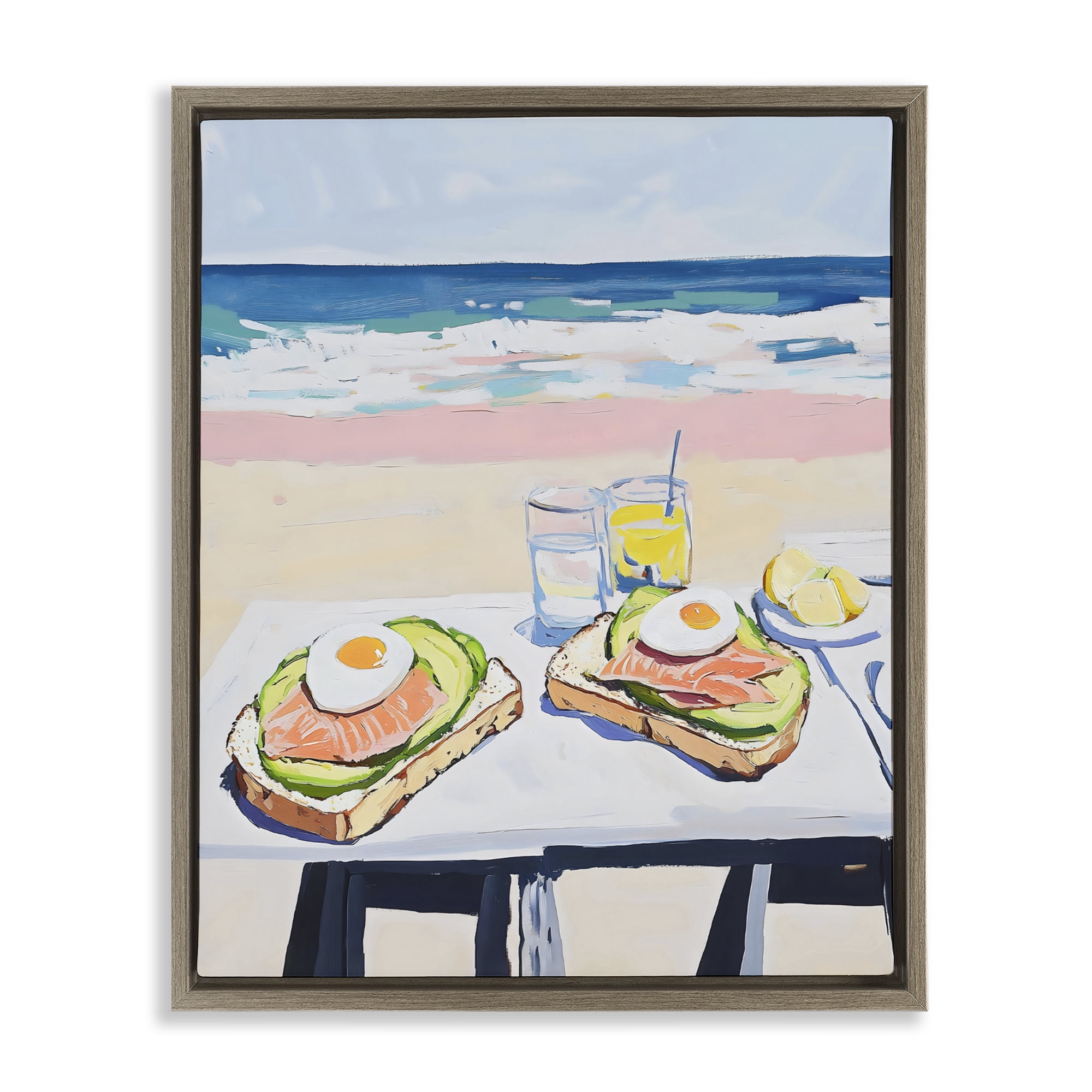 Stupell Industries Avocado Toast at Beach Brown Framed Floater Canvas Wall Art, design by The Prints Vibe