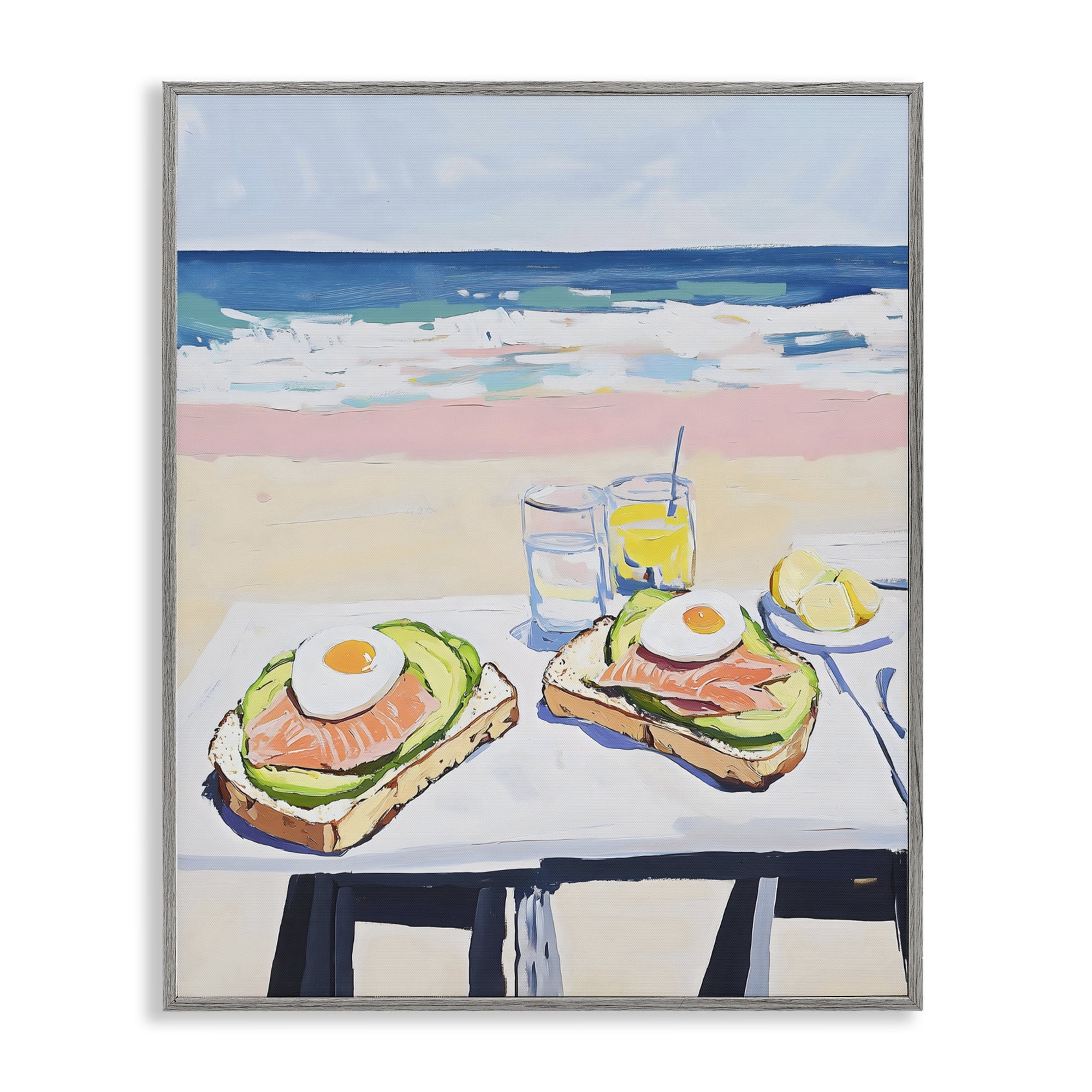 Stupell Industries Avocado Toast at Beach Gray Framed Giclee Art, design by The Prints Vibe