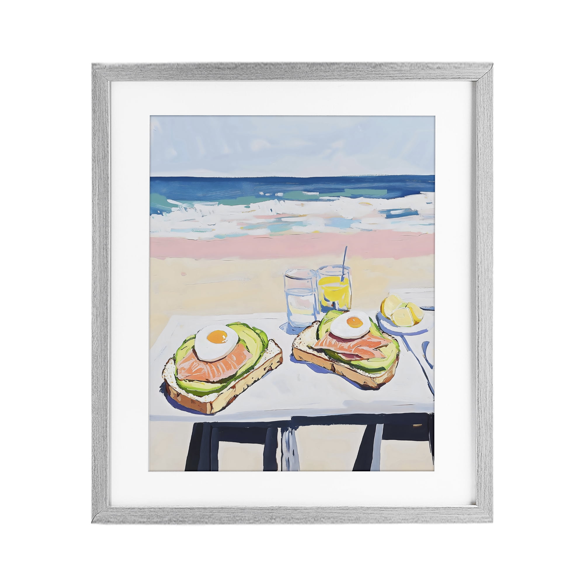 Stupell Industries Avocado Toast at Beach Gray Framed Print Under Glass, design by The Prints Vibe