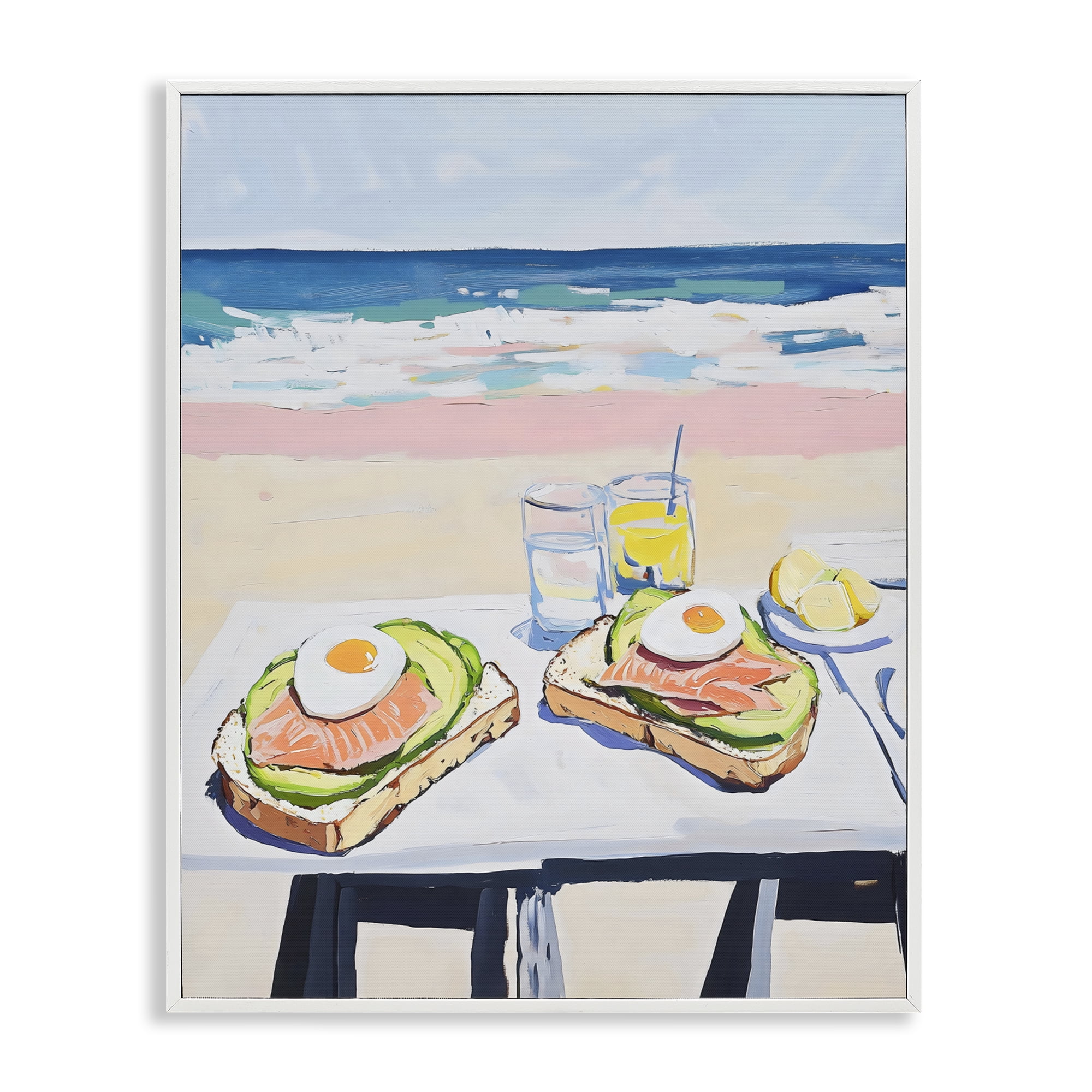 Stupell Industries Avocado Toast at Beach White Framed Giclee Art, design by The Prints Vibe
