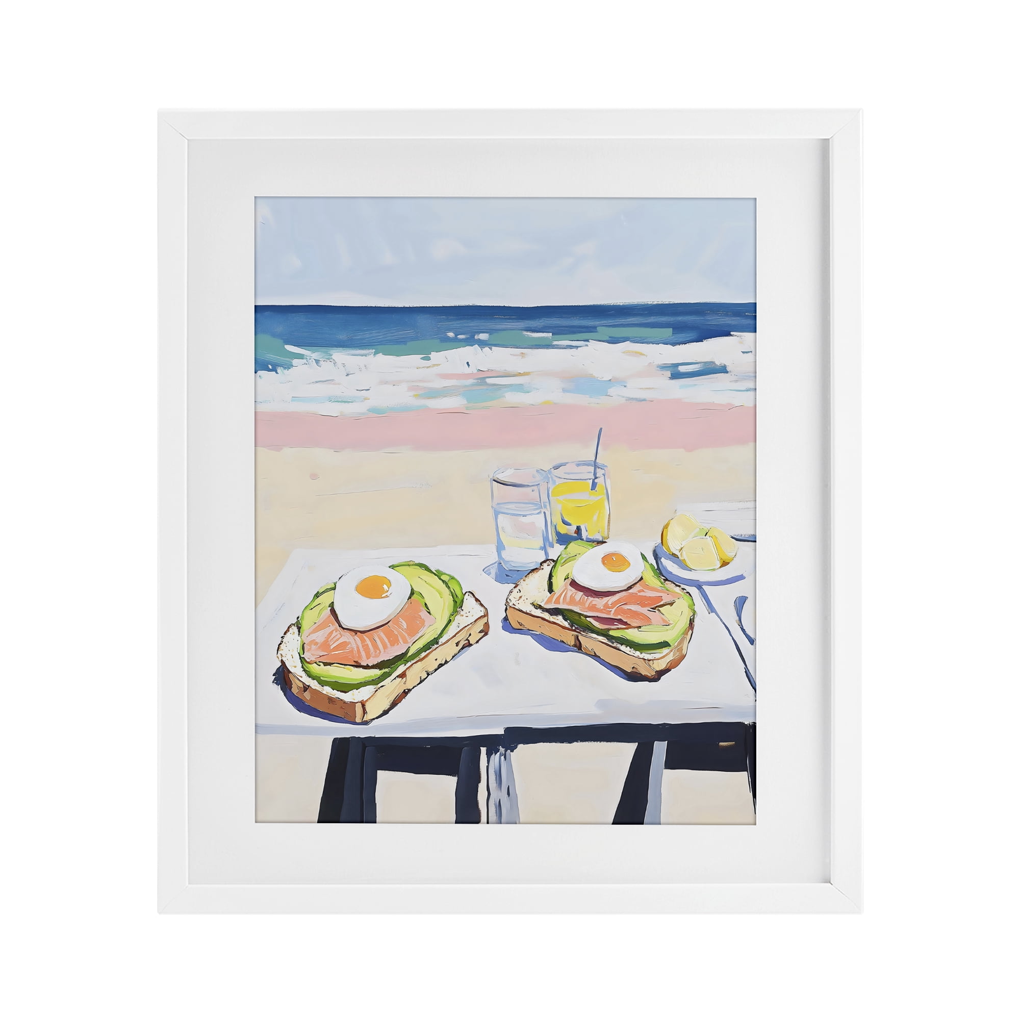 Stupell Industries Avocado Toast at Beach White Framed Print Under Glass, design by The Prints Vibe