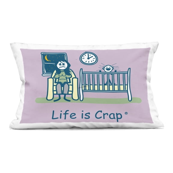 Stupell Industries Awake with Crying Baby 14" x 20" Novelty & Humor Print Polyester Throw Pillow, Zip Closure 1 Count