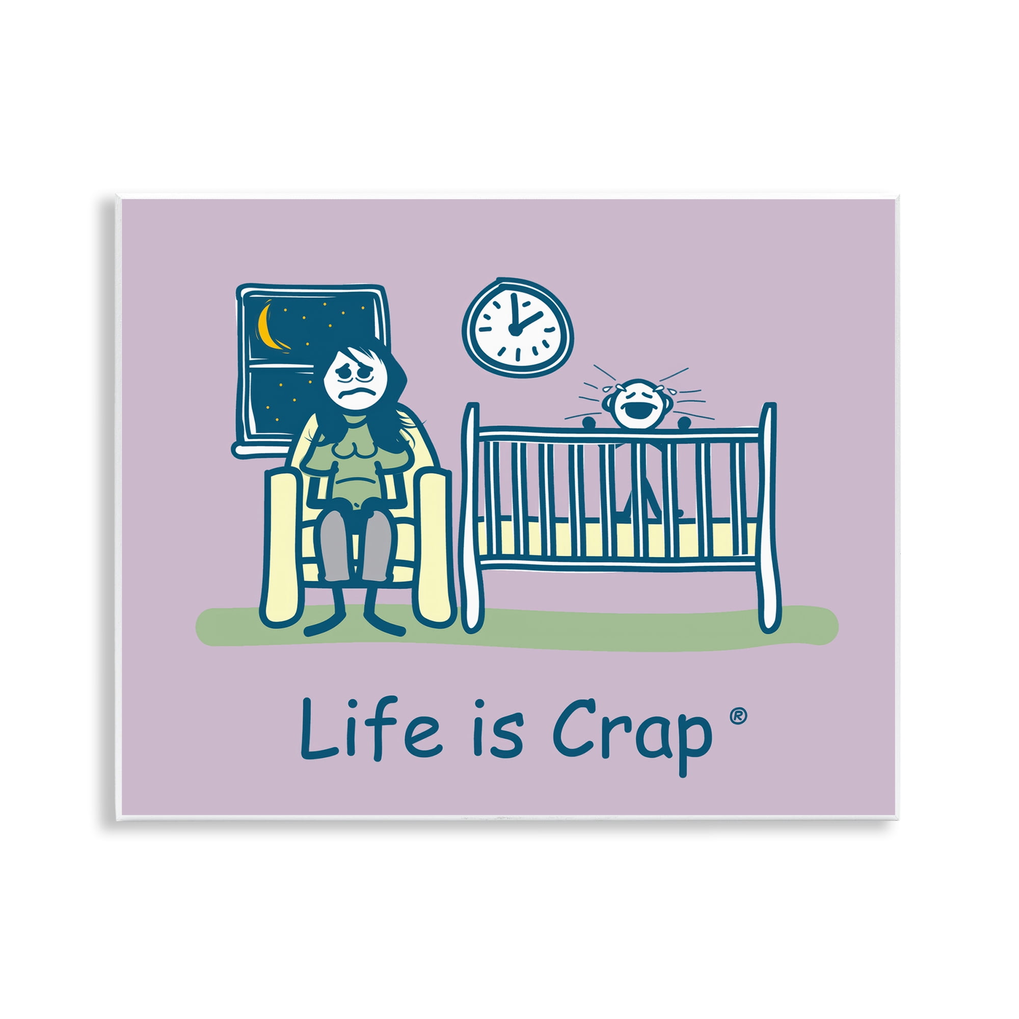 Stupell Industries Awake with Crying Baby Novelty & Humor Painting Unframed Art Print Wall Art, 14 x 11
