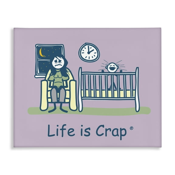 Stupell Industries Awake with Crying Baby Novelty & Humor Painting Wrapped Canvas Art Print Wall Art, 48 x 36