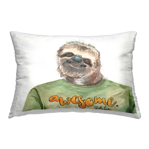 Stupell Industries Awesome Smiling Sloth Decorative Printed Throw Pillow Design by Jennifer Redstreake