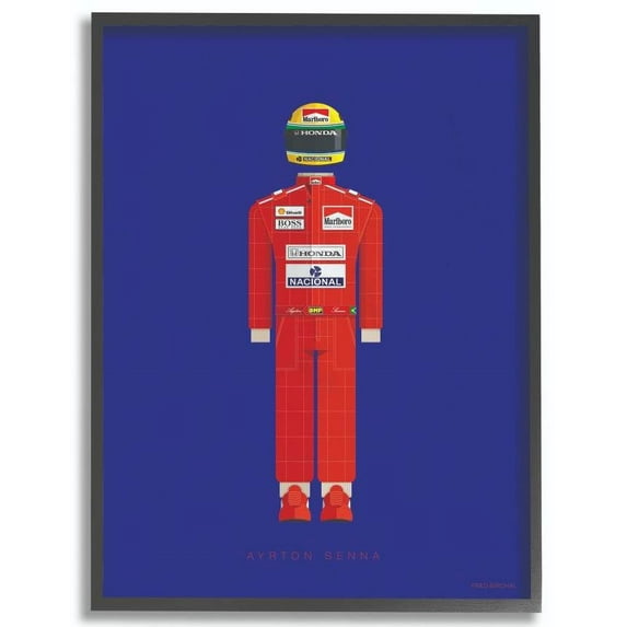 Stupell Industries Ayrton Senna Famous People Characters Fashion Design Framed Wall Art by Fred Birchal