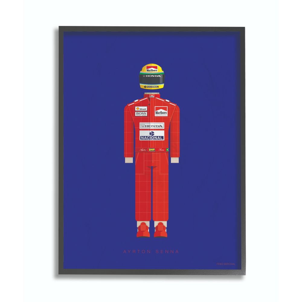 Stupell Industries Ayrton Senna Famous People Characters Fashion Design Framed Wall Art by Fred Birchal