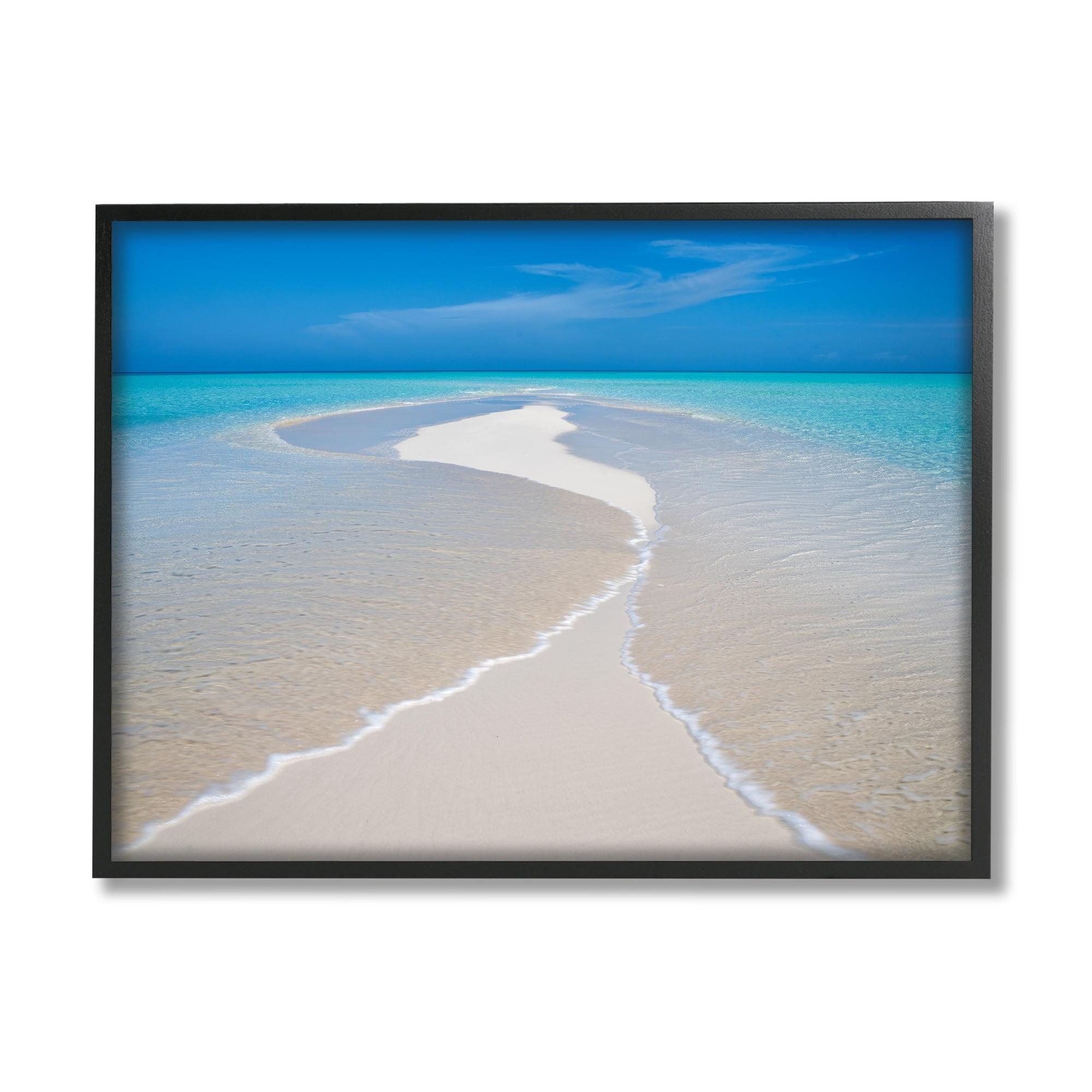 Stupell Industries Azure Beach Waves Lapping Foam Coastal Photography Black Framed Art Print Wall Art