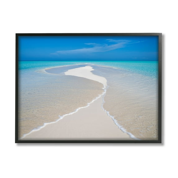 Stupell Industries Azure Beach Waves Lapping Foam Coastal Photography Black Framed Art Print Wall Art