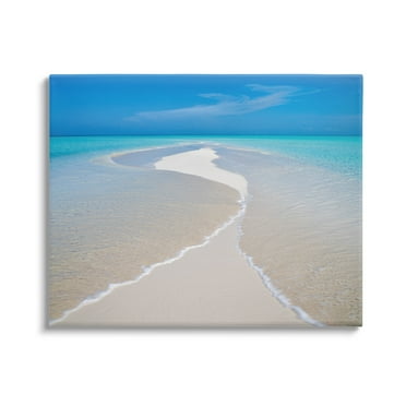 Stupell Industries Azure Beach Waves Lapping Foam Coastal Photography Gallery Wrapped Canvas Print Wall Art