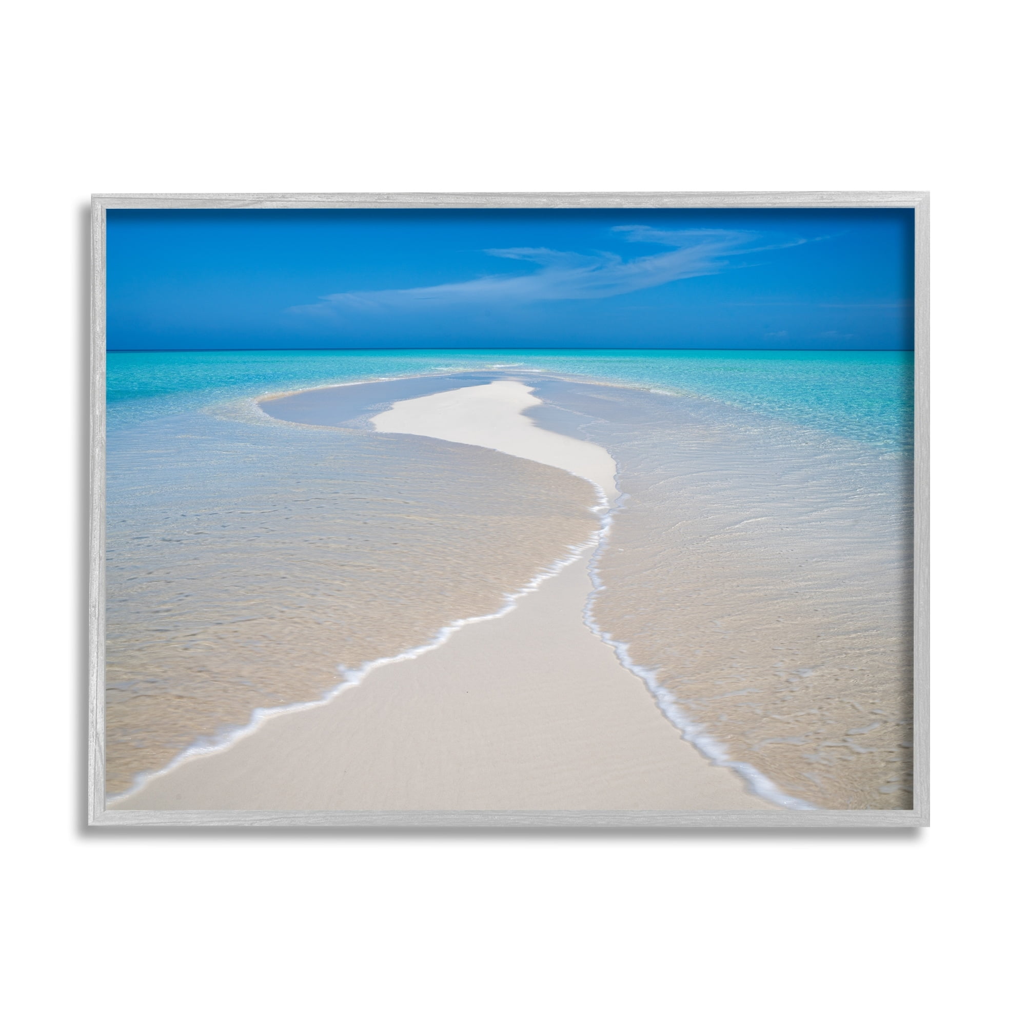 Stupell Industries Azure Beach Waves Lapping Foam Coastal Photography Gray Framed Art Print Wall Art