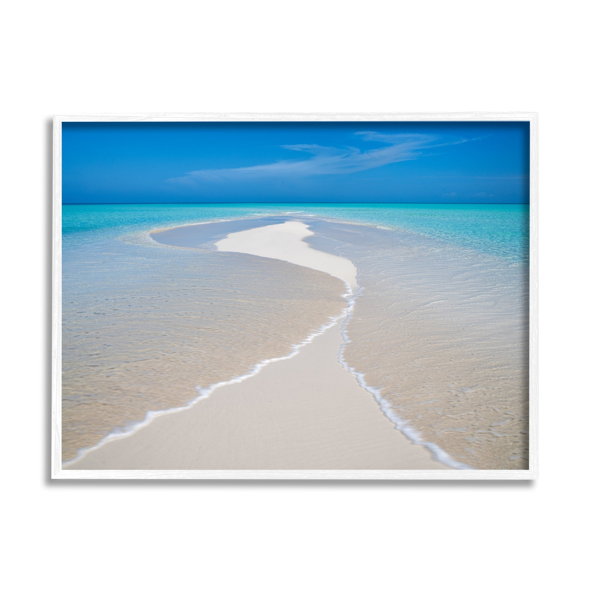 Stupell Industries Azure Beach Waves Lapping Foam Coastal Photography White Framed Art Print Wall Art