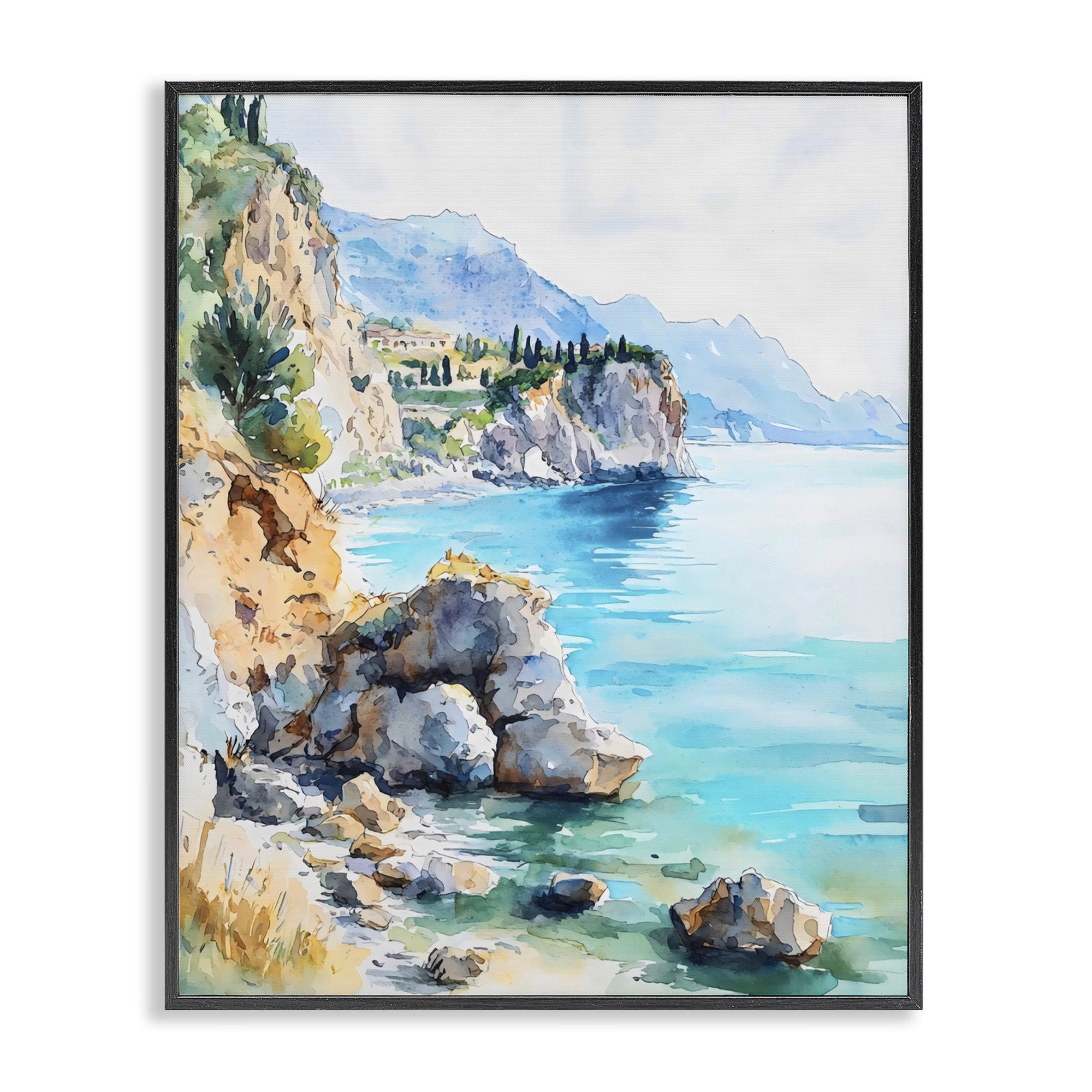 Stupell Industries Azure Italian Coastline Black Framed Giclee Art, design by LSR Design Studio