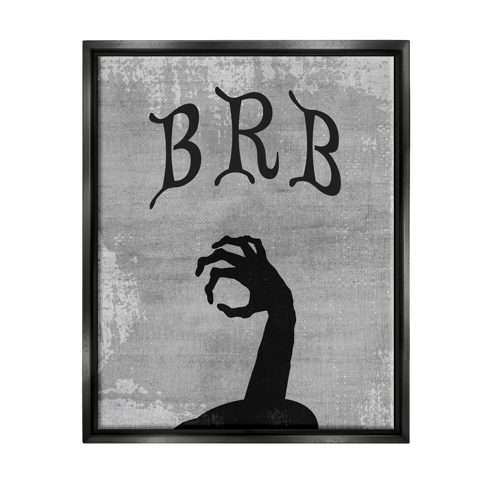 Stupell Industries BRB Zombie Graveyard Holiday Painting Black Floater Framed Canvas Art Print Wall Art, 17 x 21
