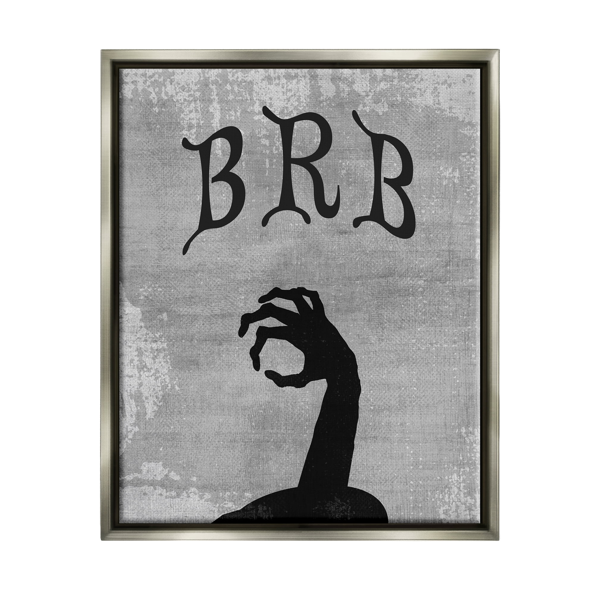 Stupell Industries BRB Zombie Graveyard Holiday Painting Gray Floater Framed Canvas Art Print Wall Art, 25 x 31