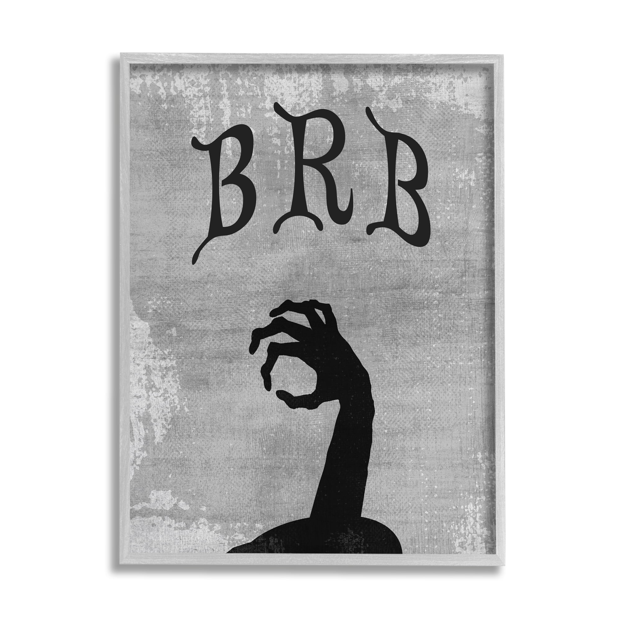 Stupell Industries BRB Zombie Graveyard Holiday Painting Gray Framed Art Print Wall Art, 16 x 20