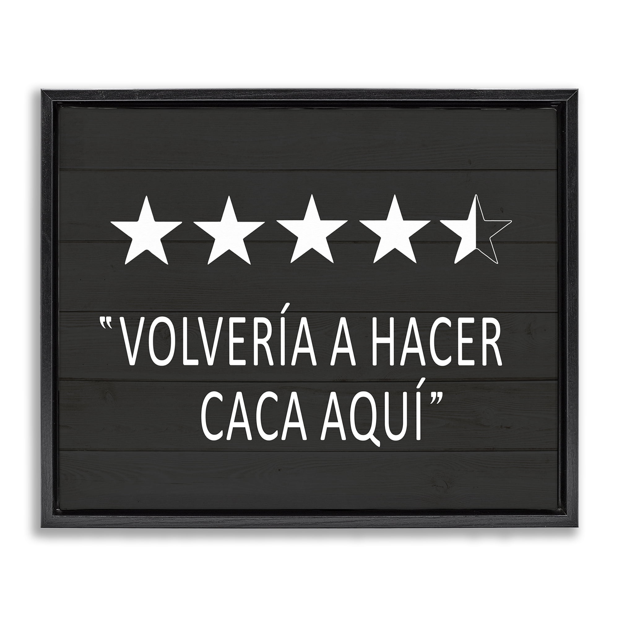 Stupell Industries Baño Cinco Estrellas Bath & Laundry Painting Black Floater Framed Art Print Wall Art, 31 x 25