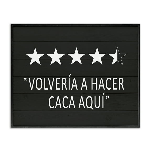 Stupell Industries Baño Cinco Estrellas Bath & Laundry Painting Black Framed Art Print Wall Art, 14 x 11