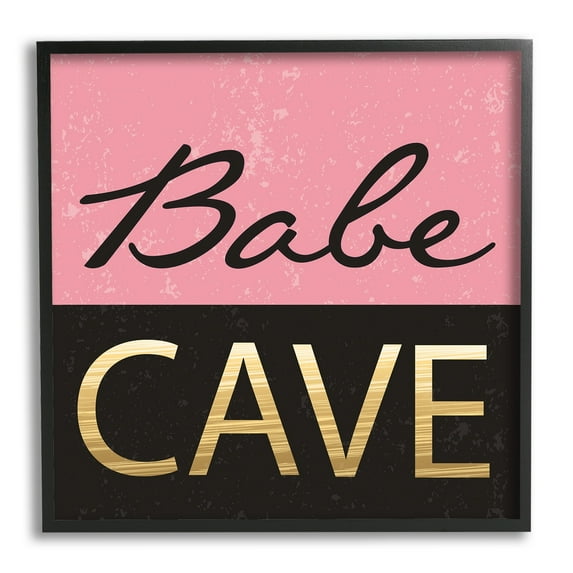 Stupell Industries Babe Cave Pink and Gold Graphic Art Black Framed Art Print Wall Art, 24x24, by ND Art