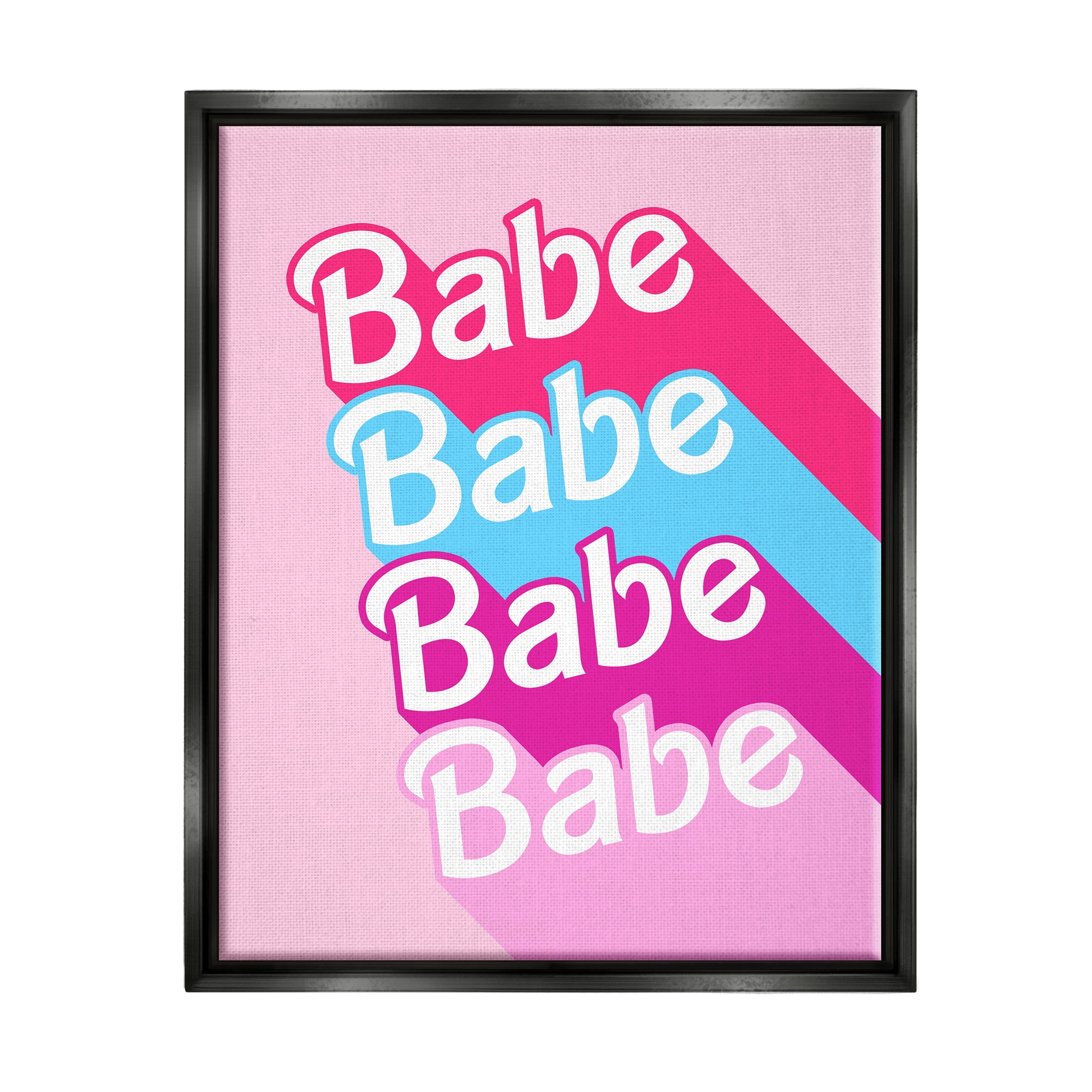 Stupell Industries Babe Glam Words Inspirational Painting Black Floater Framed Art Print Wall Art, 17 x 21