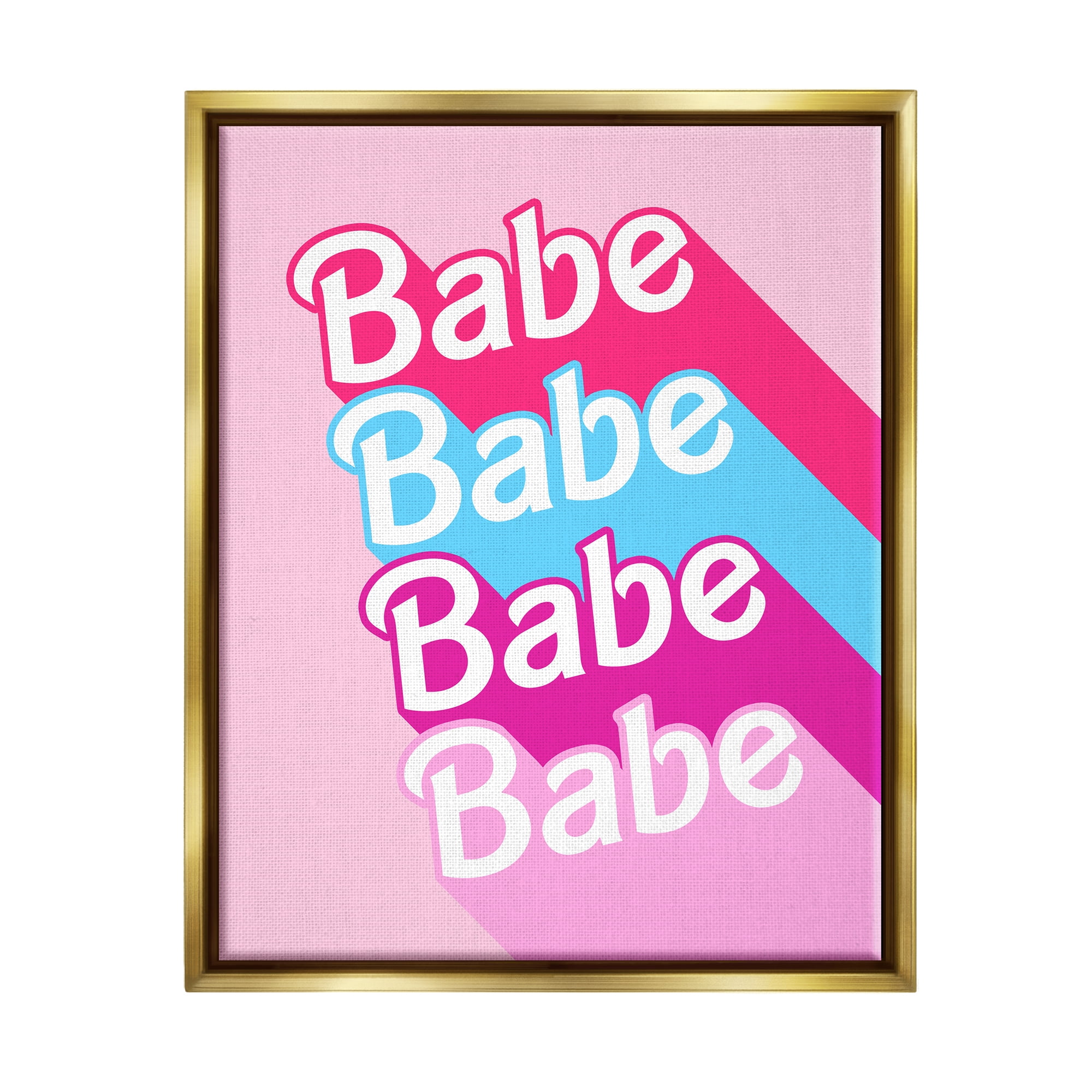 Stupell Industries Babe Glam Words Inspirational Painting Gold Floater Framed Art Print Wall Art, 17 x 21