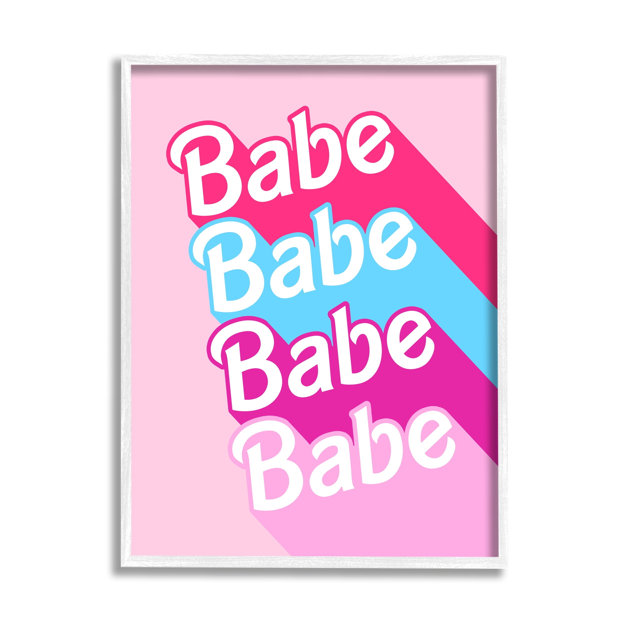 Stupell Industries Babe Glam Words Inspirational Painting White Framed Art Print Wall Art, 11 x 14