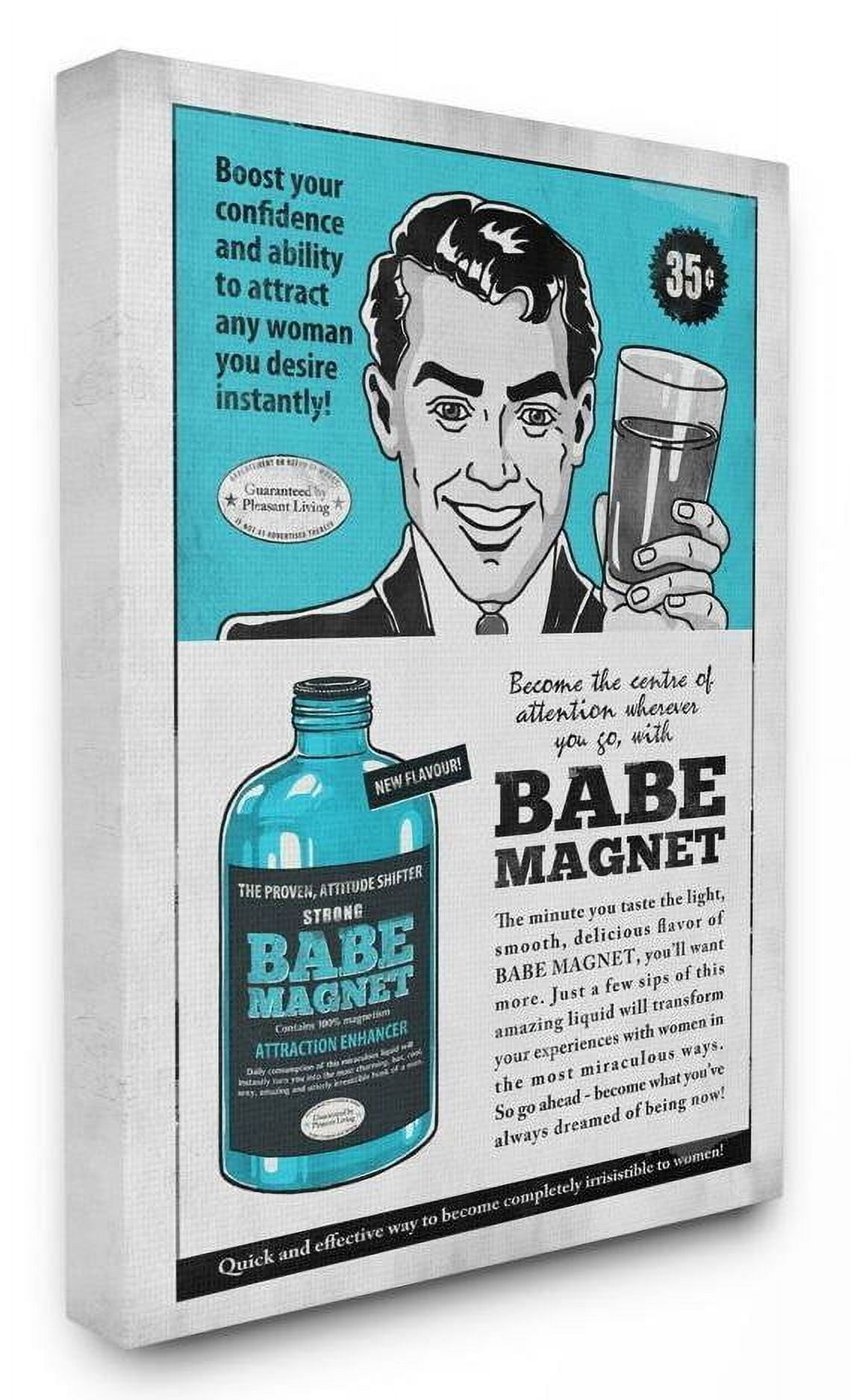 Stupell Industries Babe Magnet Vintage Comic Book Funny Blue Design Canvas Wall Art by Ester Kay
