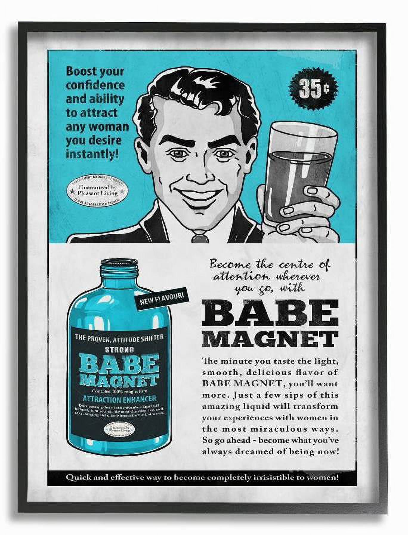 Stupell Industries Babe Magnet Vintage Comic Book Funny Blue Design Framed Wall Art by Ester Kay