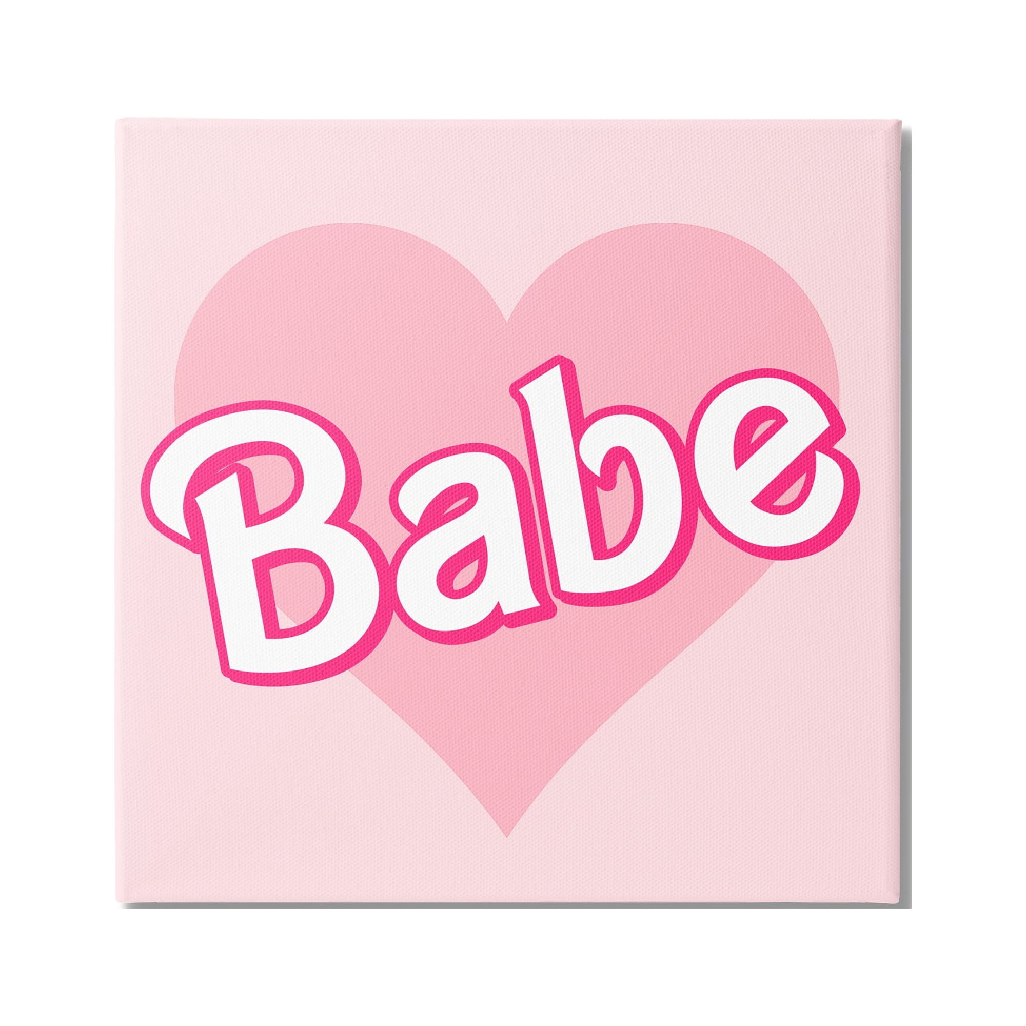 Stupell Industries Babe Phrase Pink Heart Inspirational Painting Gallery Wrapped Canvas Print Wall Art, 17 x 17