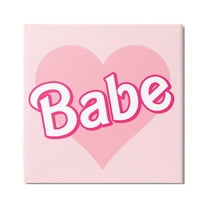 Stupell Industries Babe Phrase Pink Heart Inspirational Painting Gallery Wrapped Canvas Print Wall Art, 17 x 17