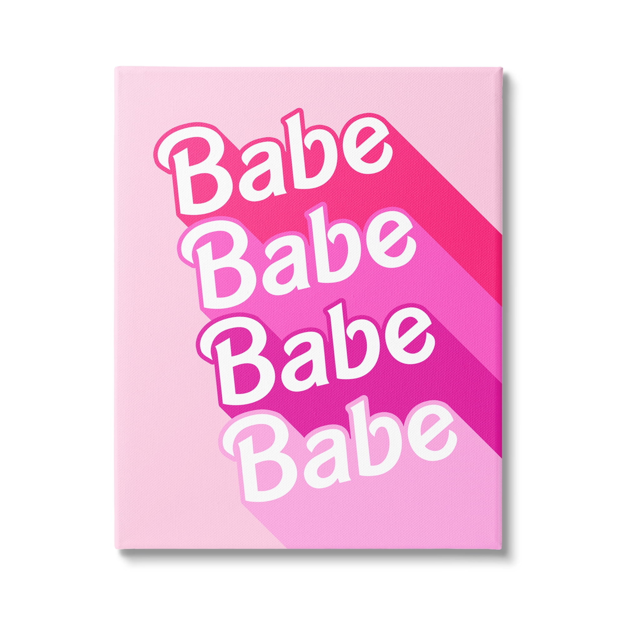 Stupell Industries Babe Pink Phrase Inspirational Painting Gallery Wrapped Canvas Print Wall Art, 24 x 30