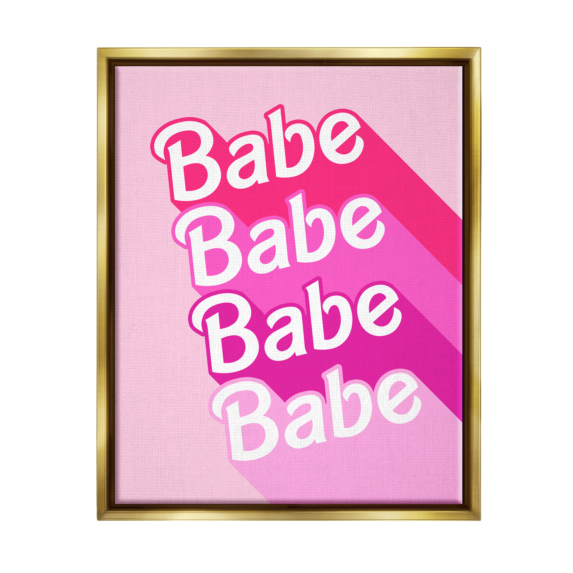 Stupell Industries Babe Pink Phrase Inspirational Painting Gold Floater Framed Art Print Wall Art, 17 x 21
