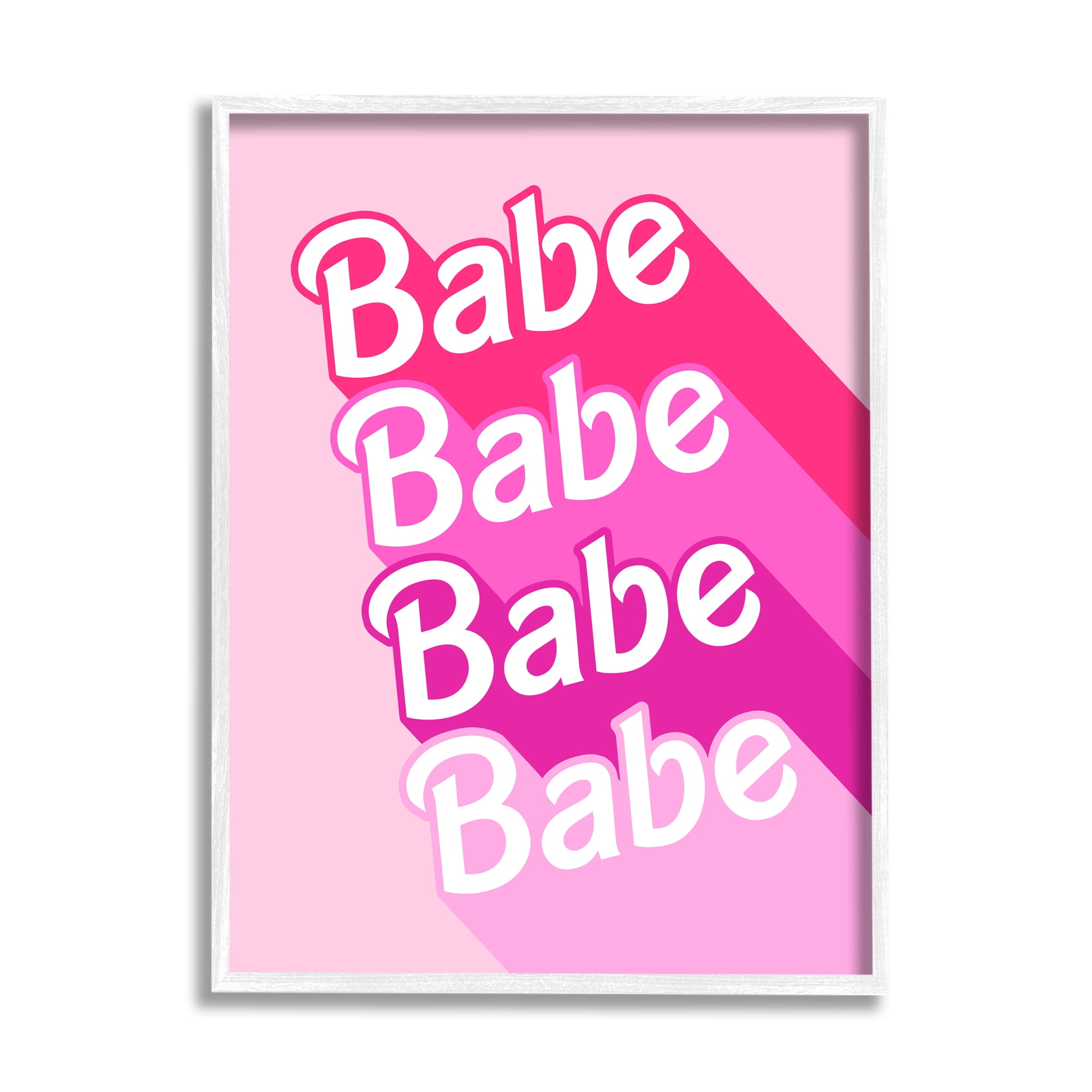 Stupell Industries Babe Pink Phrase Inspirational Painting White Framed Art Print Wall Art, 16 x 20