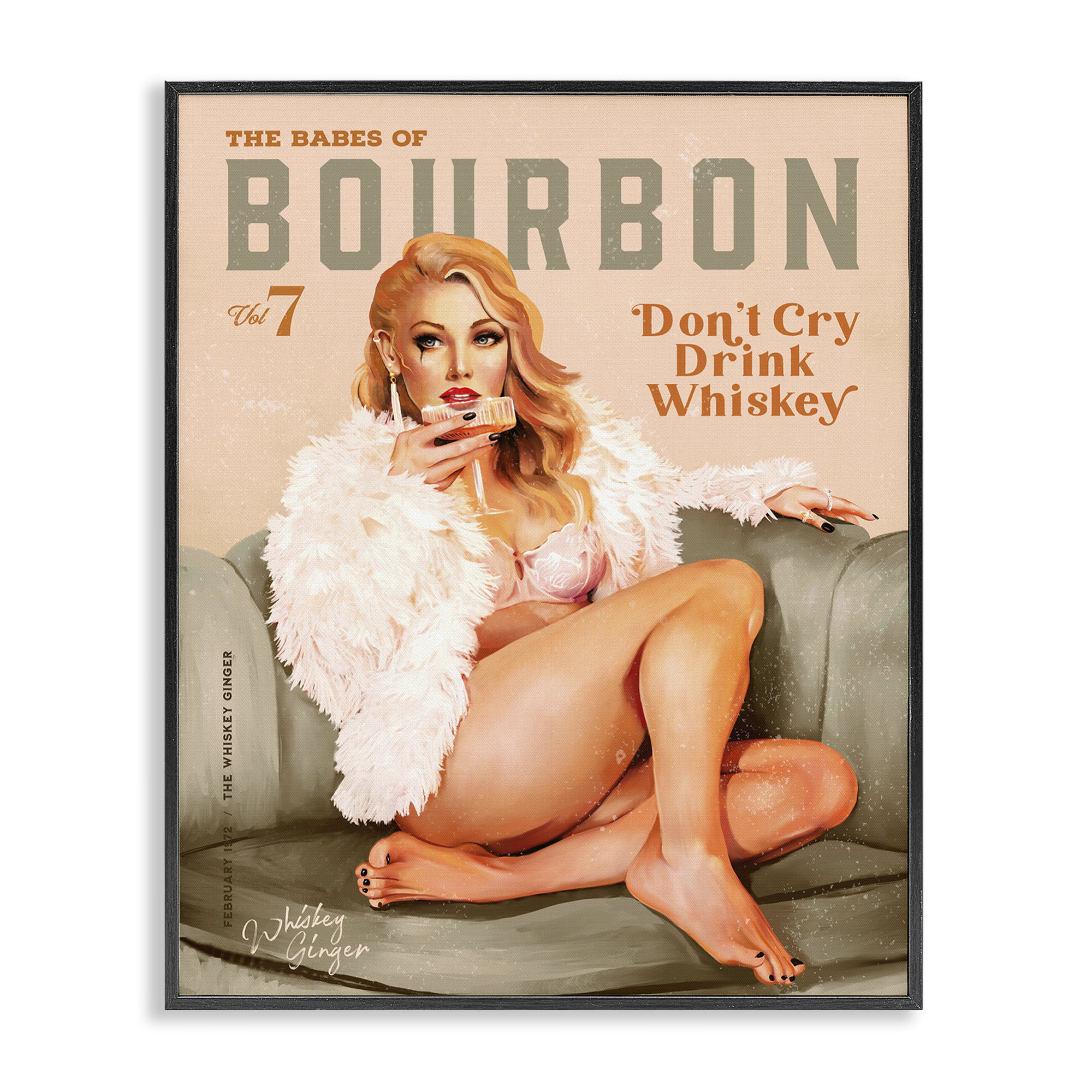 Stupell Industries Babes of Bourbon Girl People Painting Black Framed Art Print Wall Art, 24 x 30