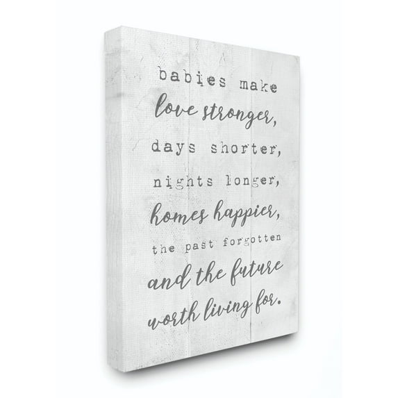 Stupell Industries Babies Make Love Stronger Family Home Kids Gray Word Design Canvas Wall Art by Daphne Polselli