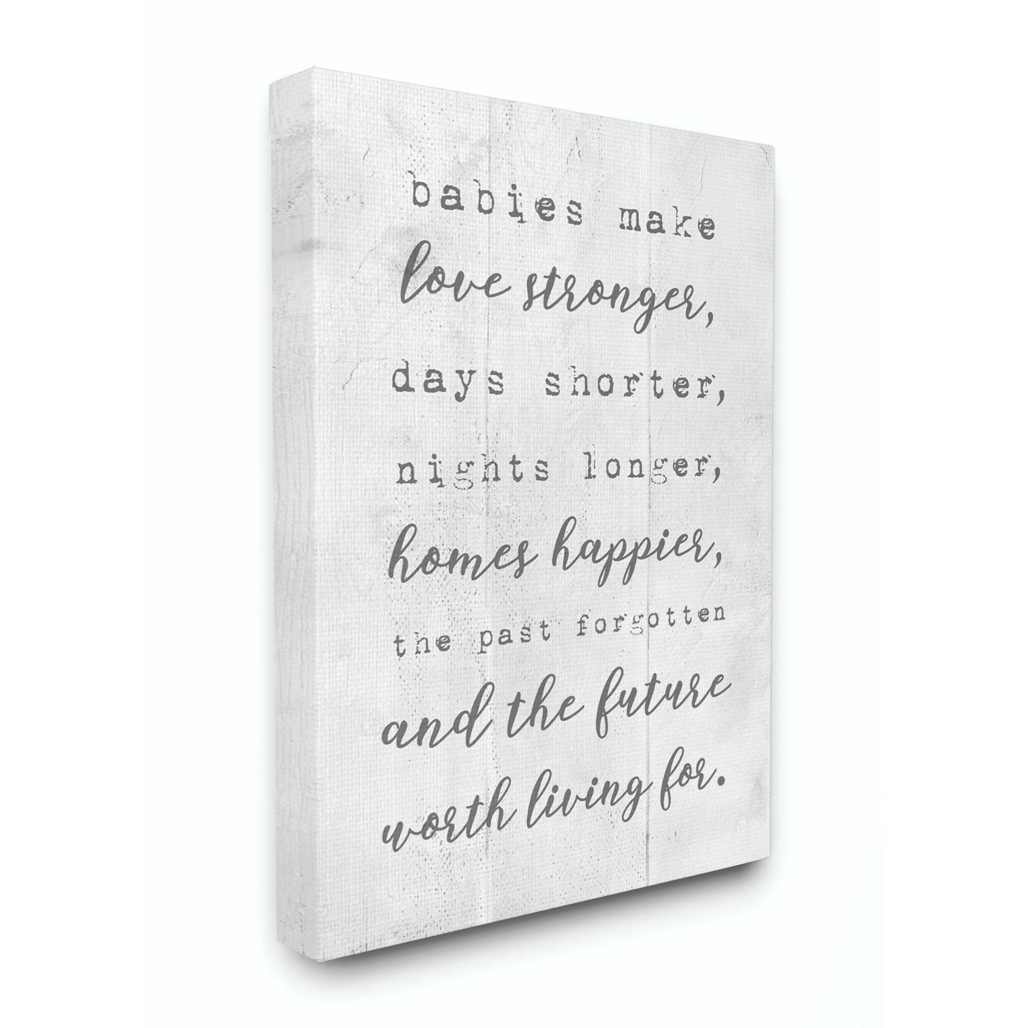 Stupell Industries Babies Make Love Stronger Family Home Kids Gray Word Design Canvas Wall Art by Daphne Polselli