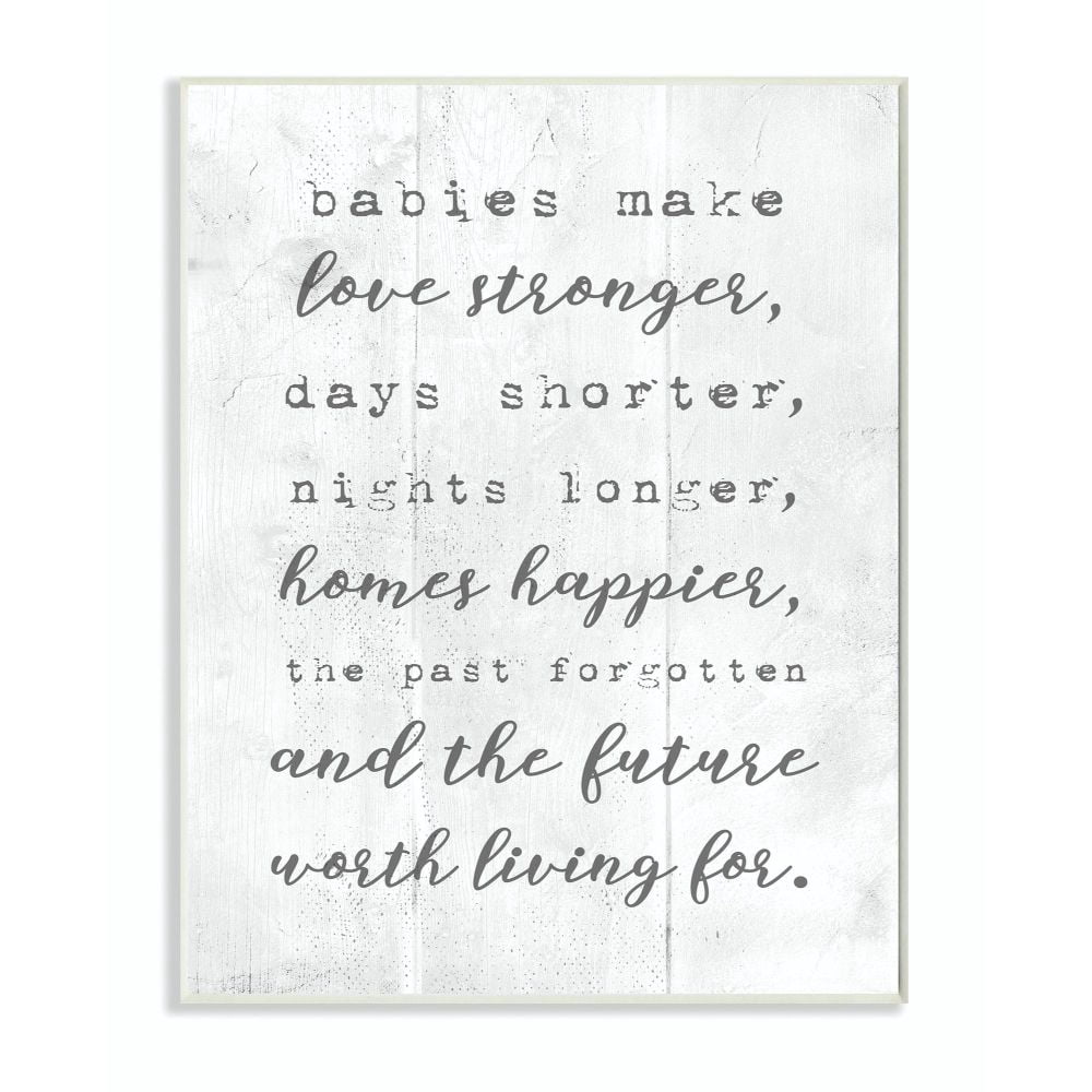 Stupell Industries Babies Make Love Stronger Family Home Kids Gray Word Design Wall Plaque by Daphne Polselli