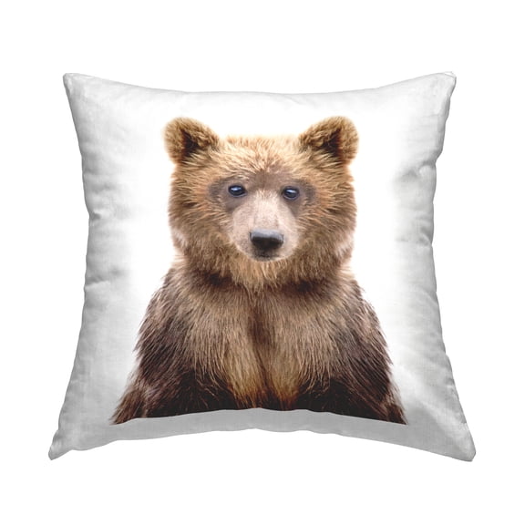Stupell Industries Baby Bear Casual Face Portrait Square Decorative Printed Throw Pillow, 18 x 18,