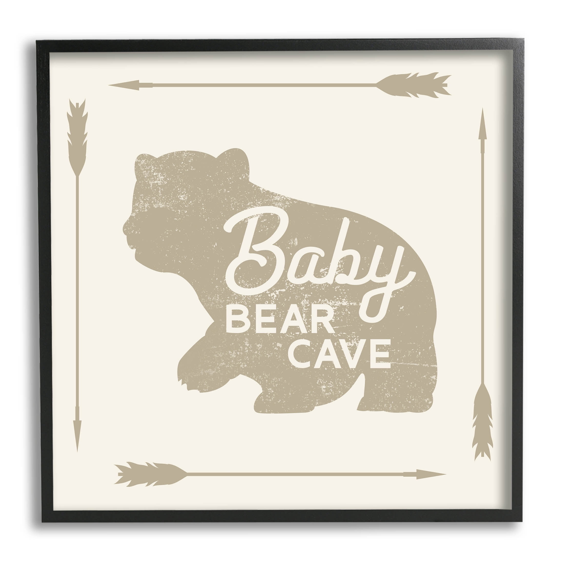 Stupell Industries Baby Bear Cave Animal Sign Graphic Art Black Framed Art Print Wall Art, Design by Lil' Rue