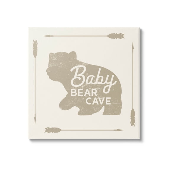 Stupell Industries Baby Bear Cave Animal Sign Graphic Art Gallery Wrapped Canvas Print Wall Art, Design by Lil' Rue
