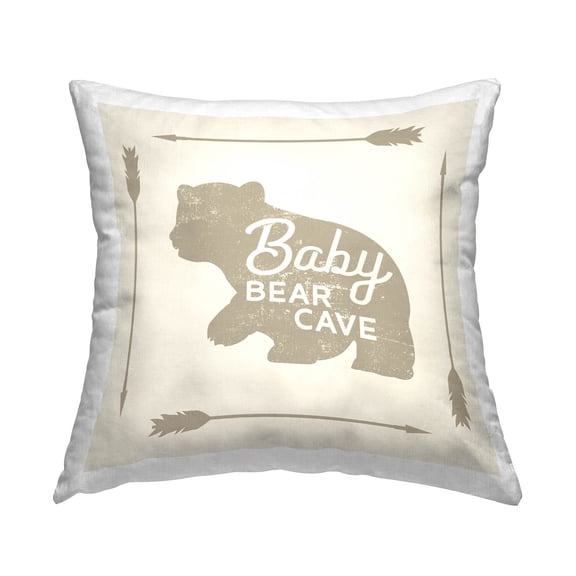 Stupell Industries Baby Bear Cave Border Phrase Printed Throw Pillow Design by Daphne Polselli