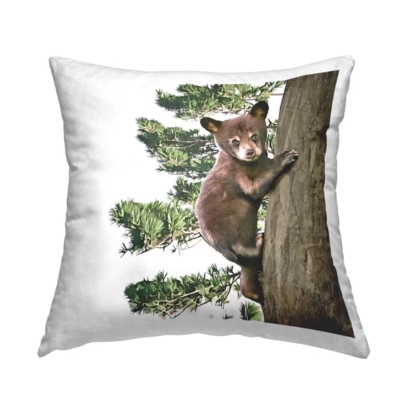 Stupell Industries Baby Bear Climbing Tree Printed Throw Pillow Design by Kim Curinga