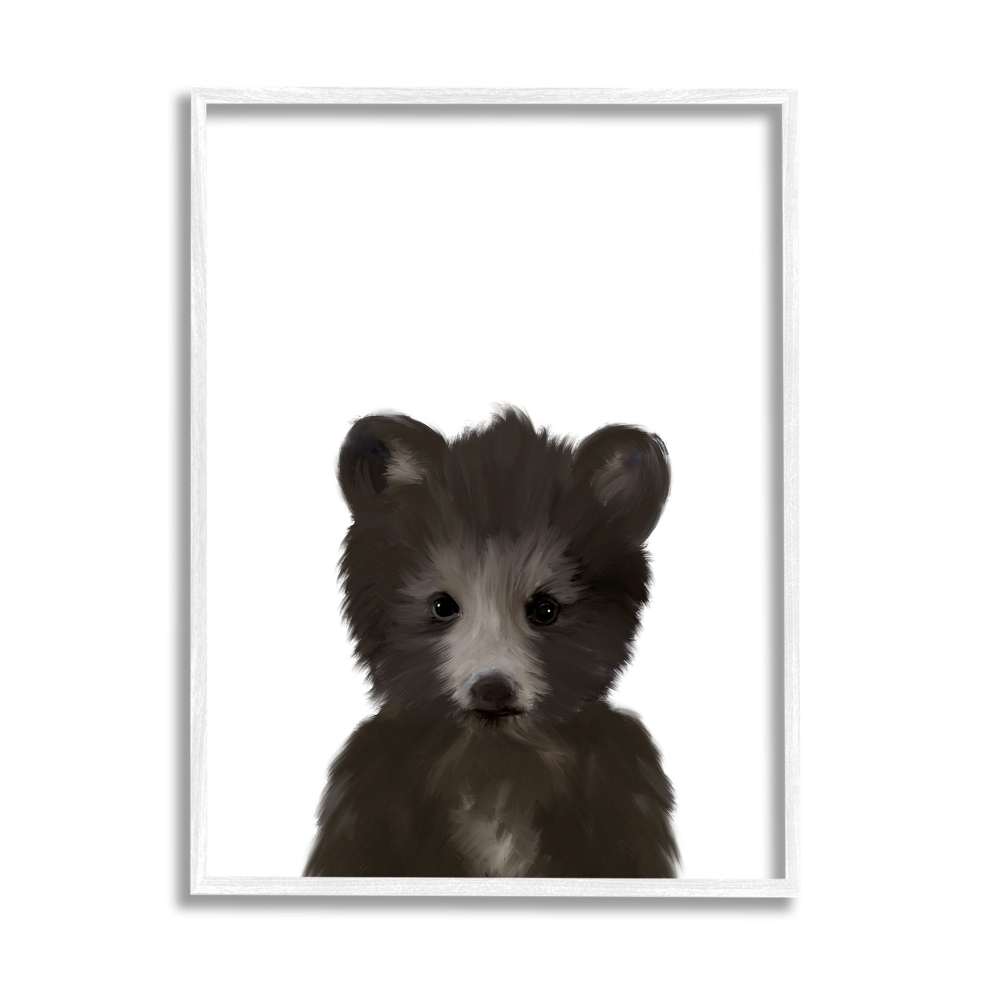 Stupell Industries Baby Black Bear Animal Kids Painting Graphic Art White Framed Art Print Wall Art, 16x20, by Leah Straatsma