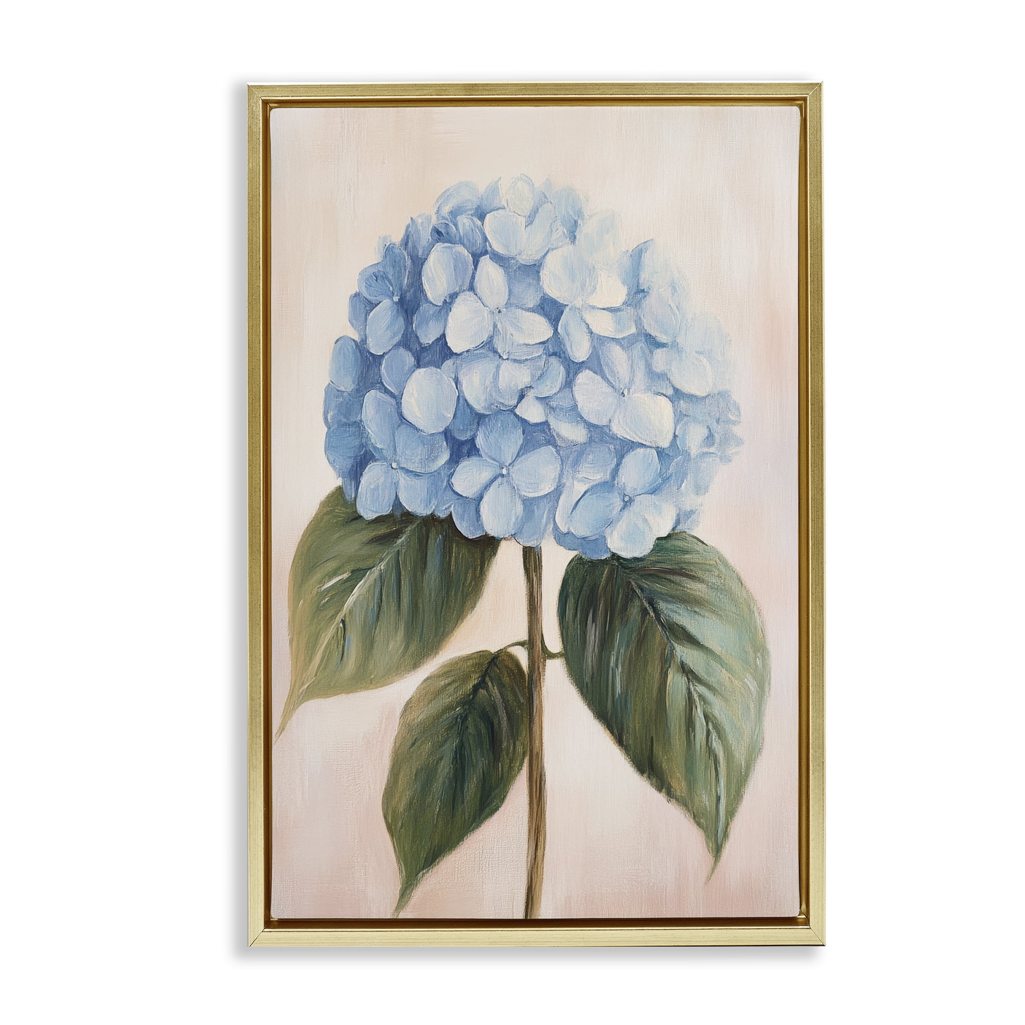 Stupell Industries Baby Blue Hydrangea Gold Framed Floater Canvas Wall Art, design by Petal Prints Design