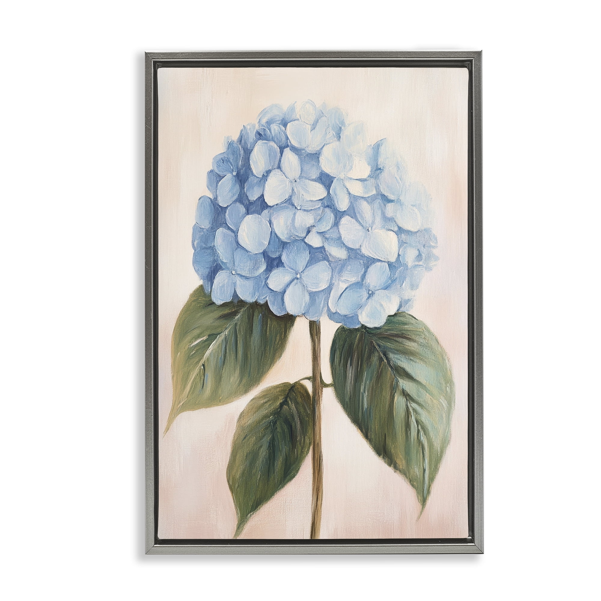Stupell Industries Baby Blue Hydrangea Gray Framed Floater Canvas Wall Art, design by Petal Prints Design