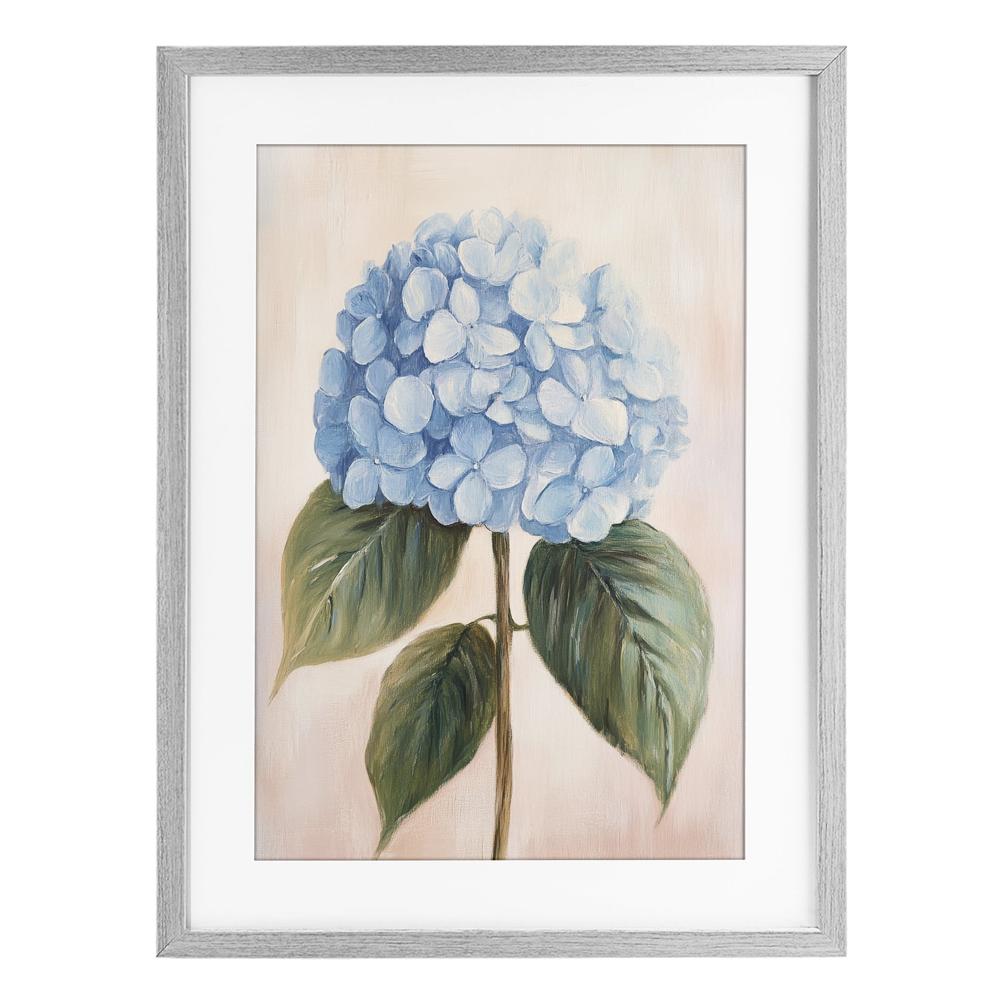 Stupell Industries Baby Blue Hydrangea Gray Framed Print Under Glass, design by Petal Prints Design