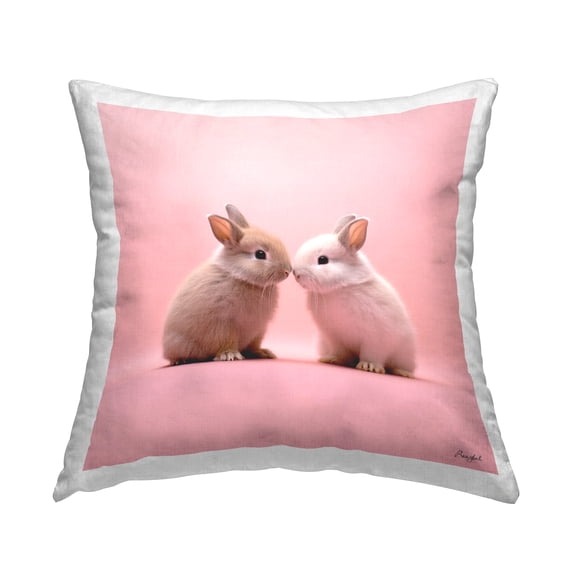 Stupell Industries Baby Bunnies on Pink Decorative Printed Throw Pillow, 18 x 18