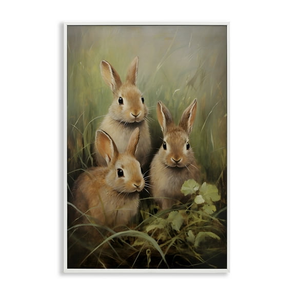 Stupell Industries Baby Bunny Trio Animals & Insects Painting White Framed Art Print Wall Art, 12 x 18