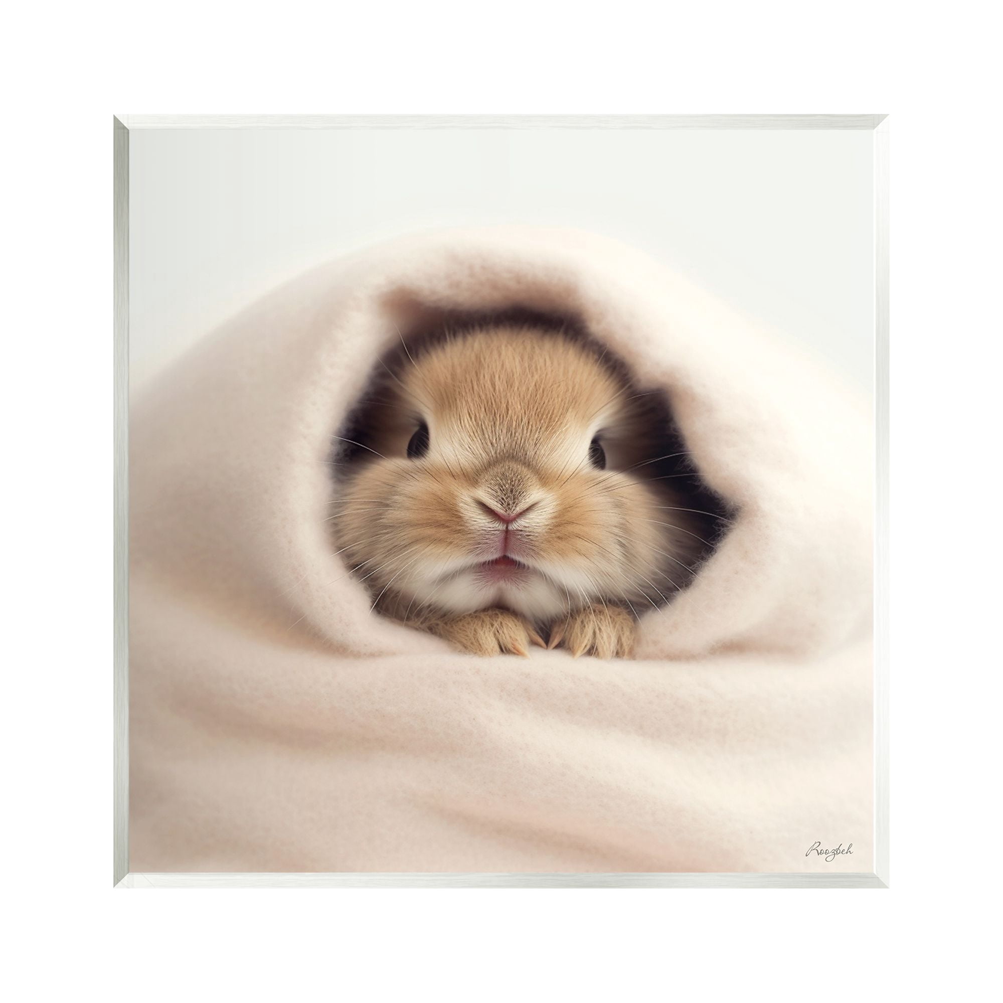 Stupell Industries Baby Bunny in Blanket Animals & Insects Painting Unframed Art Print Wall Art, 12 x 12
