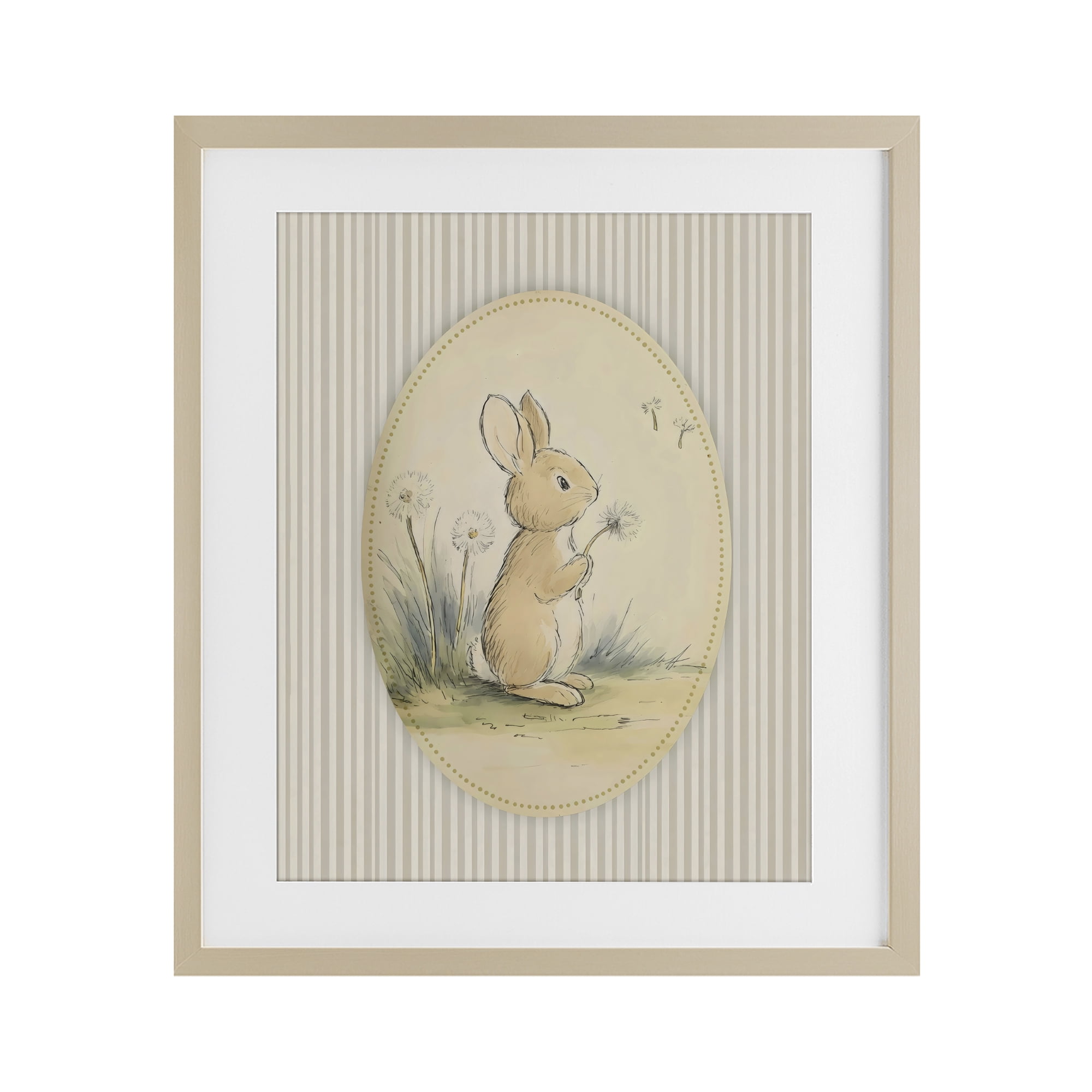 Stupell Industries Baby Bunny in Dandelions Birch Framed Print Under Glass, design by Arlington Prints